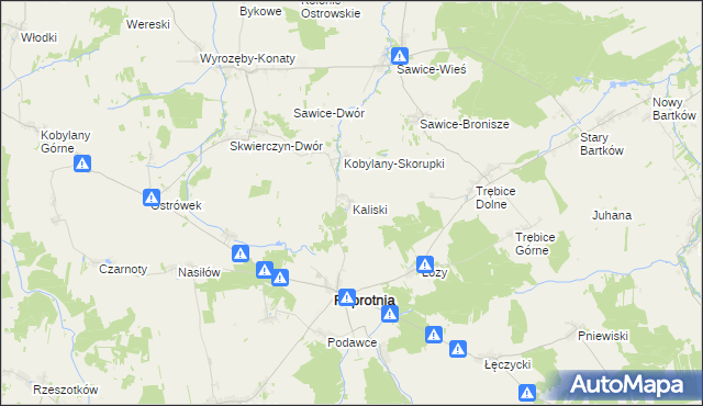 mapa Kaliski gmina Paprotnia, Kaliski gmina Paprotnia na mapie Targeo