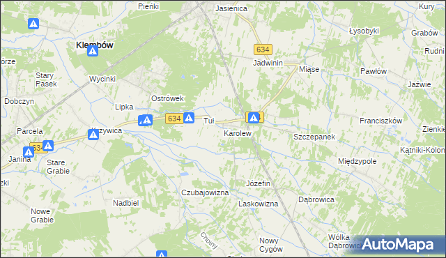 mapa Karolew gmina Klembów, Karolew gmina Klembów na mapie Targeo