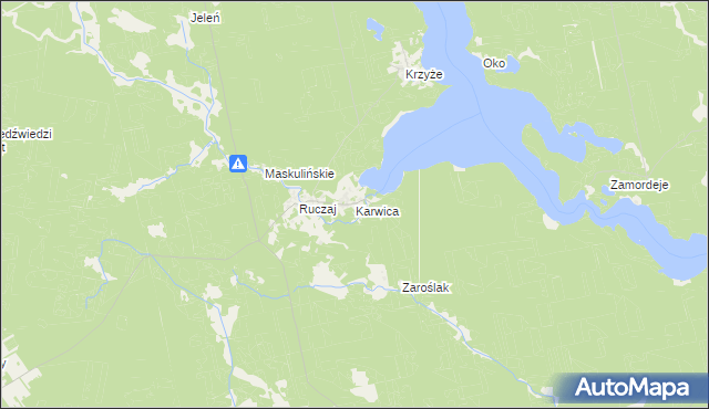 mapa Karwica gmina Ruciane-Nida, Karwica gmina Ruciane-Nida na mapie Targeo