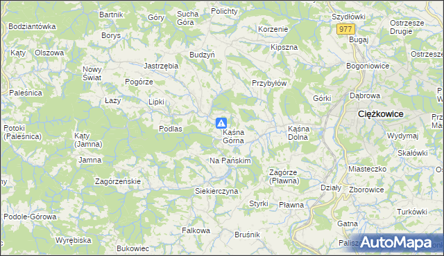 mapa Kąśna Górna, Kąśna Górna na mapie Targeo