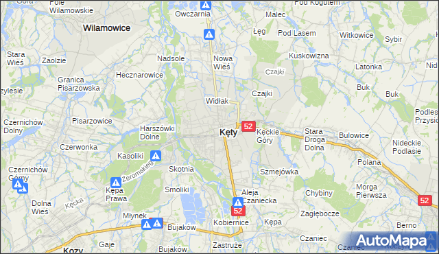 mapa Kęty, Kęty na mapie Targeo