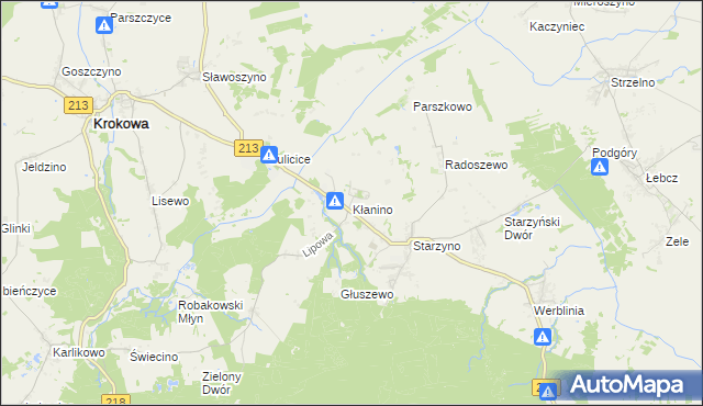 mapa Kłanino gmina Krokowa, Kłanino gmina Krokowa na mapie Targeo