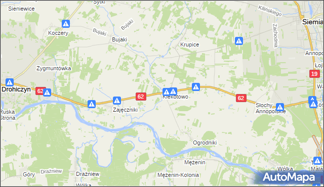 mapa Klekotowo gmina Siemiatycze, Klekotowo gmina Siemiatycze na mapie Targeo