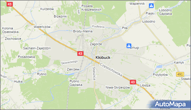 mapa Kłobuck, Kłobuck na mapie Targeo