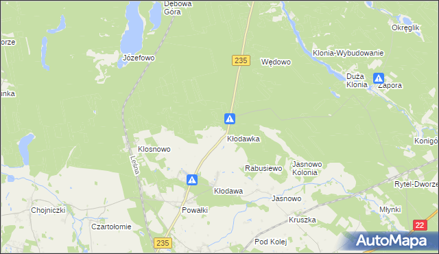 mapa Kłodawa Leśniczówka, Kłodawa Leśniczówka na mapie Targeo