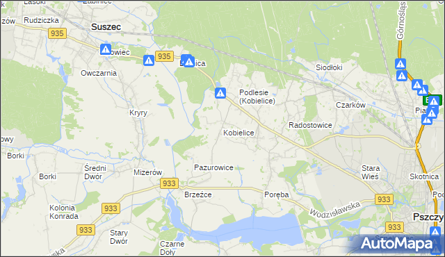 mapa Kobielice gmina Suszec, Kobielice gmina Suszec na mapie Targeo