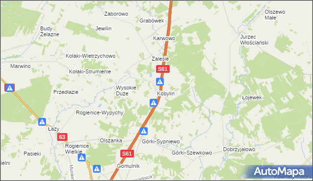 mapa Kobylin gmina Piątnica, Kobylin gmina Piątnica na mapie Targeo