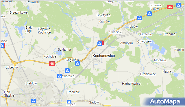 mapa Kochanowice, Kochanowice na mapie Targeo