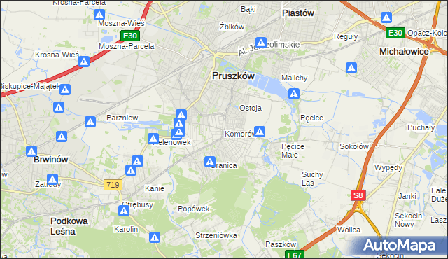 mapa Komorów gmina Michałowice, Komorów gmina Michałowice na mapie Targeo