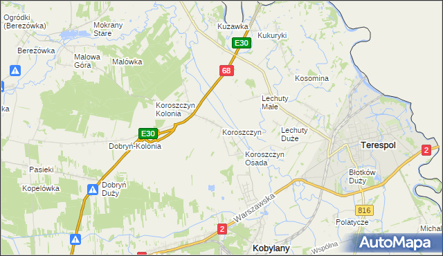 mapa Koroszczyn, Koroszczyn na mapie Targeo