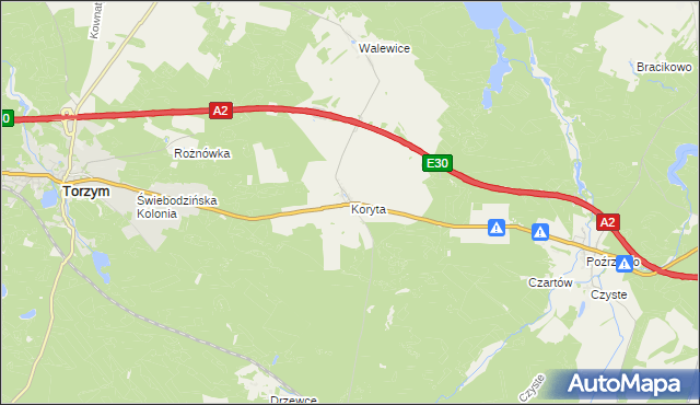 mapa Koryta gmina Torzym, Koryta gmina Torzym na mapie Targeo