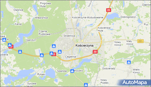 mapa Kościerzyna, Kościerzyna na mapie Targeo