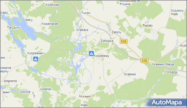 mapa Koszelewy, Koszelewy na mapie Targeo