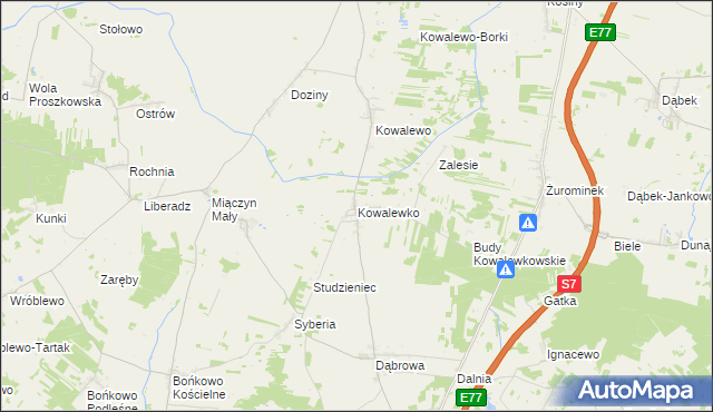 mapa Kowalewko gmina Strzegowo, Kowalewko gmina Strzegowo na mapie Targeo