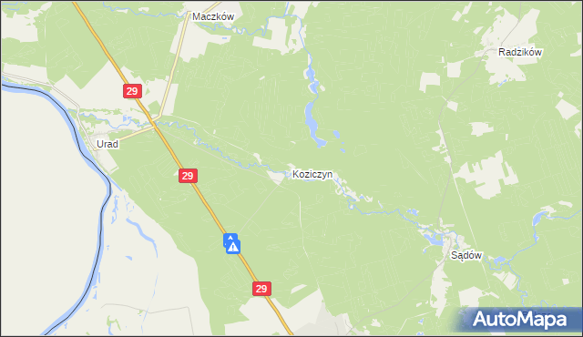 mapa Koziczyn gmina Cybinka, Koziczyn gmina Cybinka na mapie Targeo