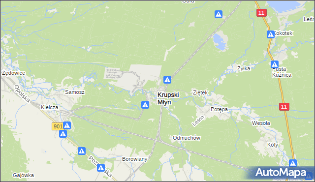 mapa Krupski Młyn, Krupski Młyn na mapie Targeo