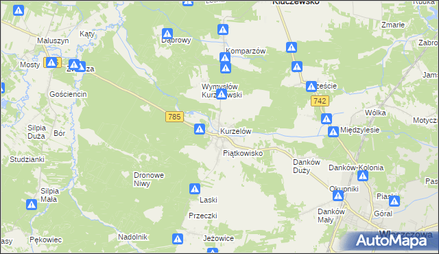 mapa Kurzelów, Kurzelów na mapie Targeo