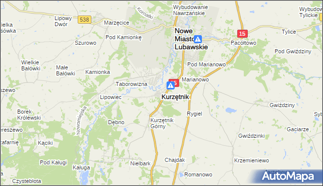 mapa Kurzętnik, Kurzętnik na mapie Targeo