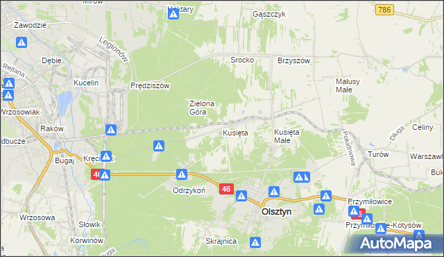 mapa Kusięta, Kusięta na mapie Targeo