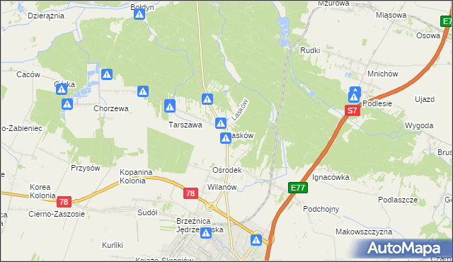 mapa Lasków gmina Jędrzejów, Lasków gmina Jędrzejów na mapie Targeo