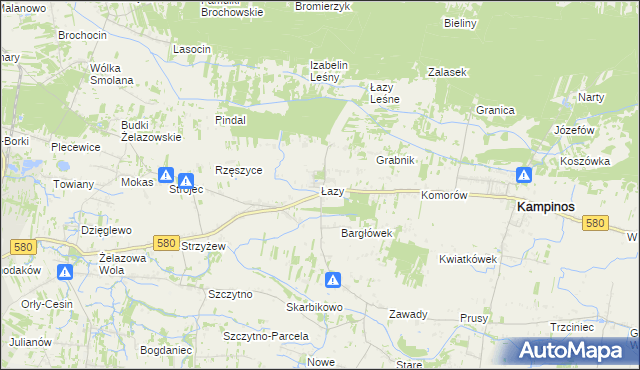 mapa Łazy gmina Kampinos, Łazy gmina Kampinos na mapie Targeo