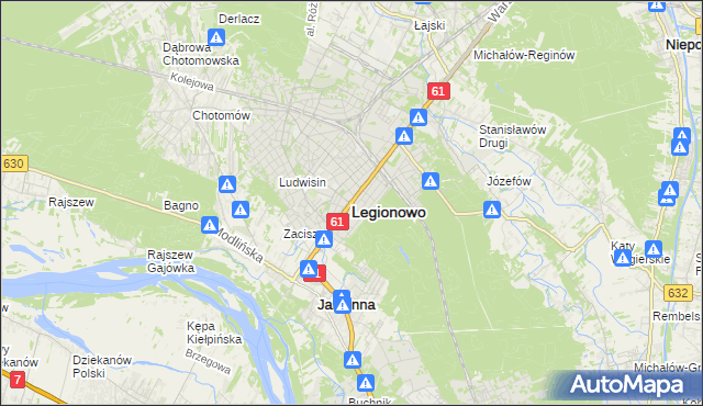 mapa Legionowo, Legionowo na mapie Targeo