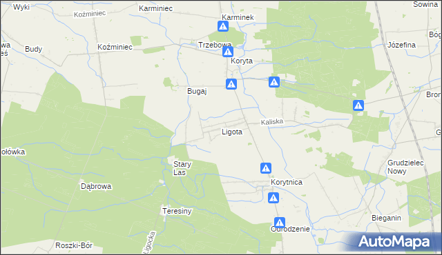 mapa Ligota gmina Raszków, Ligota gmina Raszków na mapie Targeo