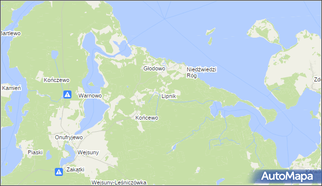 mapa Lipnik gmina Ruciane-Nida, Lipnik gmina Ruciane-Nida na mapie Targeo