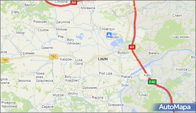 mapa Liszki powiat krakowski, Liszki powiat krakowski na mapie Targeo