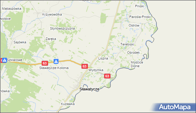 mapa Liszna gmina Sławatycze, Liszna gmina Sławatycze na mapie Targeo