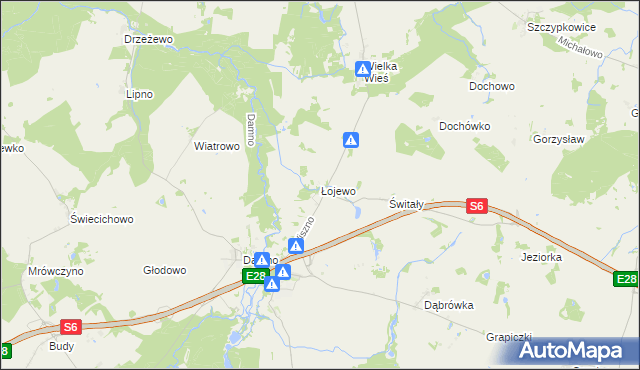 mapa Łojewo gmina Damnica, Łojewo gmina Damnica na mapie Targeo