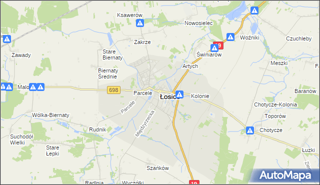 mapa Łosice, Łosice na mapie Targeo