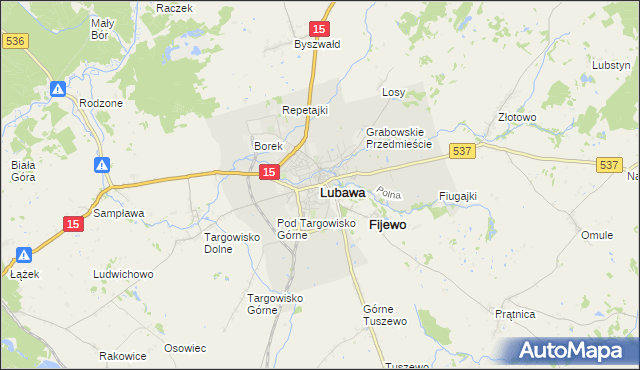 mapa Lubawa, Lubawa na mapie Targeo