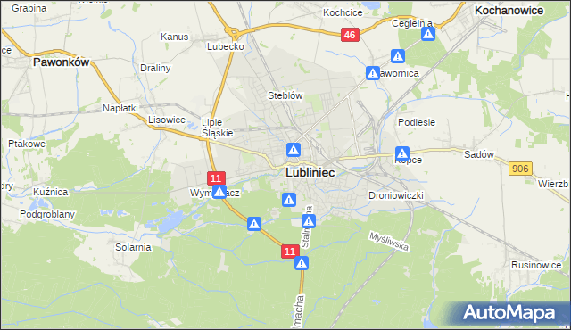 mapa Lubliniec, Lubliniec na mapie Targeo