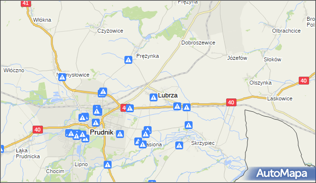 mapa Lubrza powiat prudnicki, Lubrza powiat prudnicki na mapie Targeo