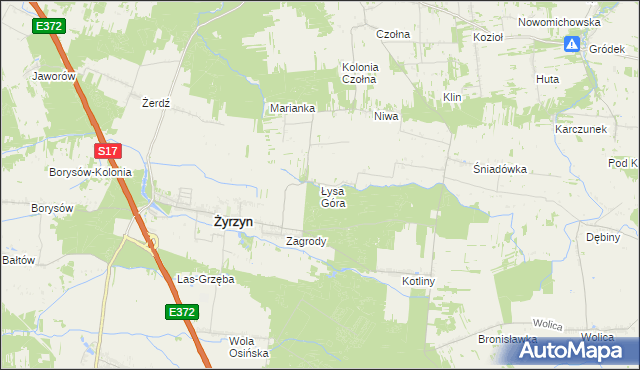 mapa Łysa Góra gmina Baranów, Łysa Góra gmina Baranów na mapie Targeo