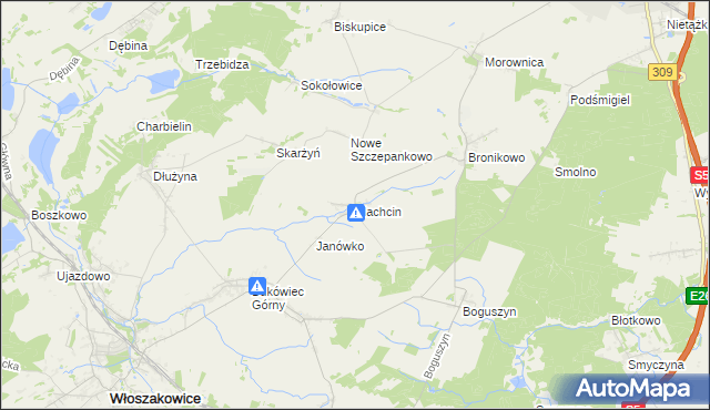 mapa Machcin gmina Śmigiel, Machcin gmina Śmigiel na mapie Targeo