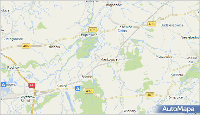 mapa Mańkowice, Mańkowice na mapie Targeo