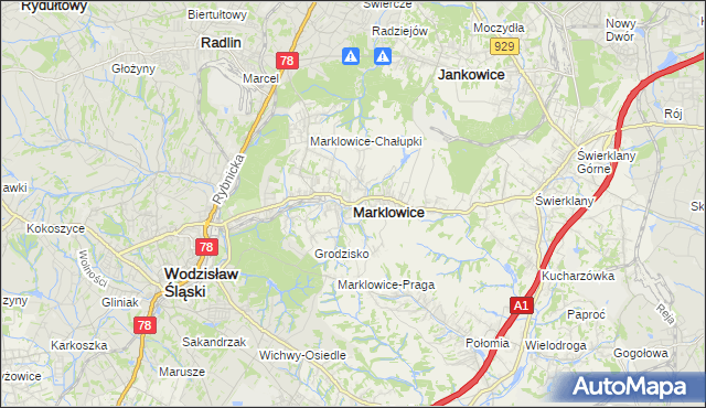 mapa Marklowice, Marklowice na mapie Targeo