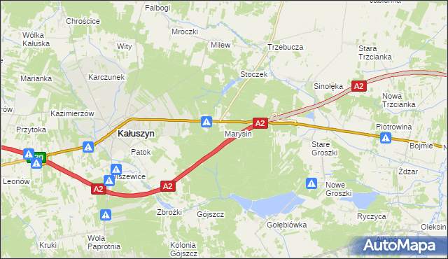 mapa Marysin gmina Kałuszyn, Marysin gmina Kałuszyn na mapie Targeo