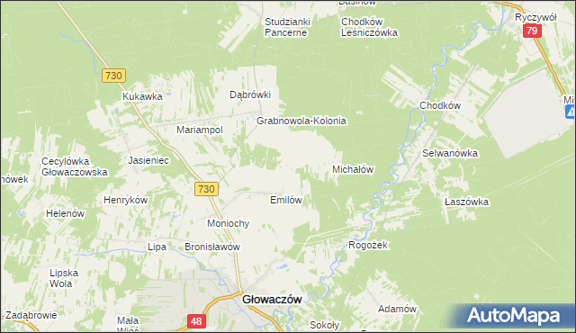 mapa Michałówek gmina Głowaczów, Michałówek gmina Głowaczów na mapie Targeo