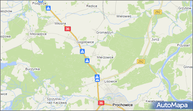 mapa Mierzowice, Mierzowice na mapie Targeo