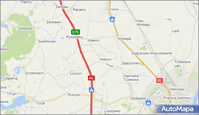 mapa Mieścin, Mieścin na mapie Targeo