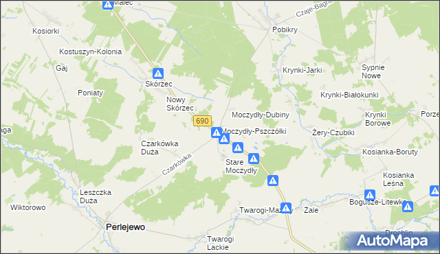 mapa Moczydły-Pszczółki, Moczydły-Pszczółki na mapie Targeo