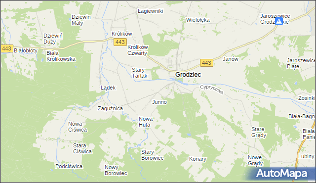 mapa Mokre gmina Grodziec, Mokre gmina Grodziec na mapie Targeo