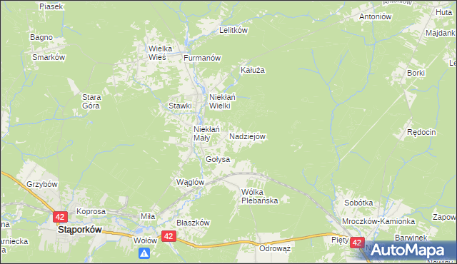 mapa Nadziejów gmina Stąporków, Nadziejów gmina Stąporków na mapie Targeo