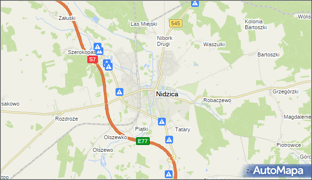 mapa Nidzica, Nidzica na mapie Targeo