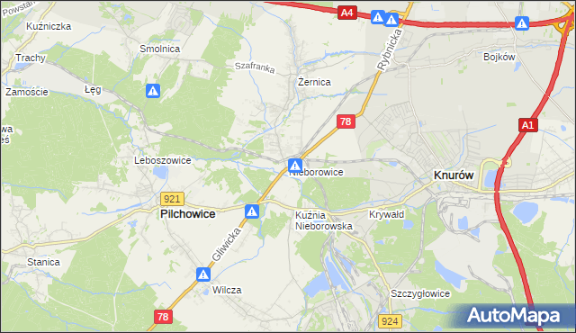 mapa Nieborowice, Nieborowice na mapie Targeo