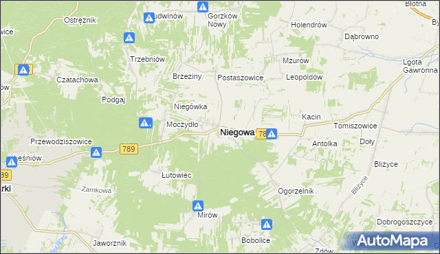 mapa Niegowa, Niegowa na mapie Targeo