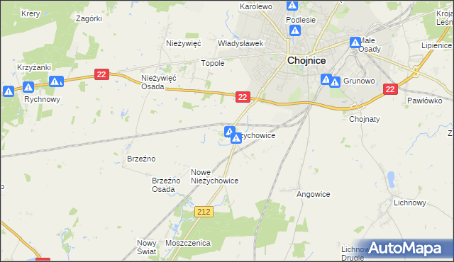 mapa Nieżychowice, Nieżychowice na mapie Targeo